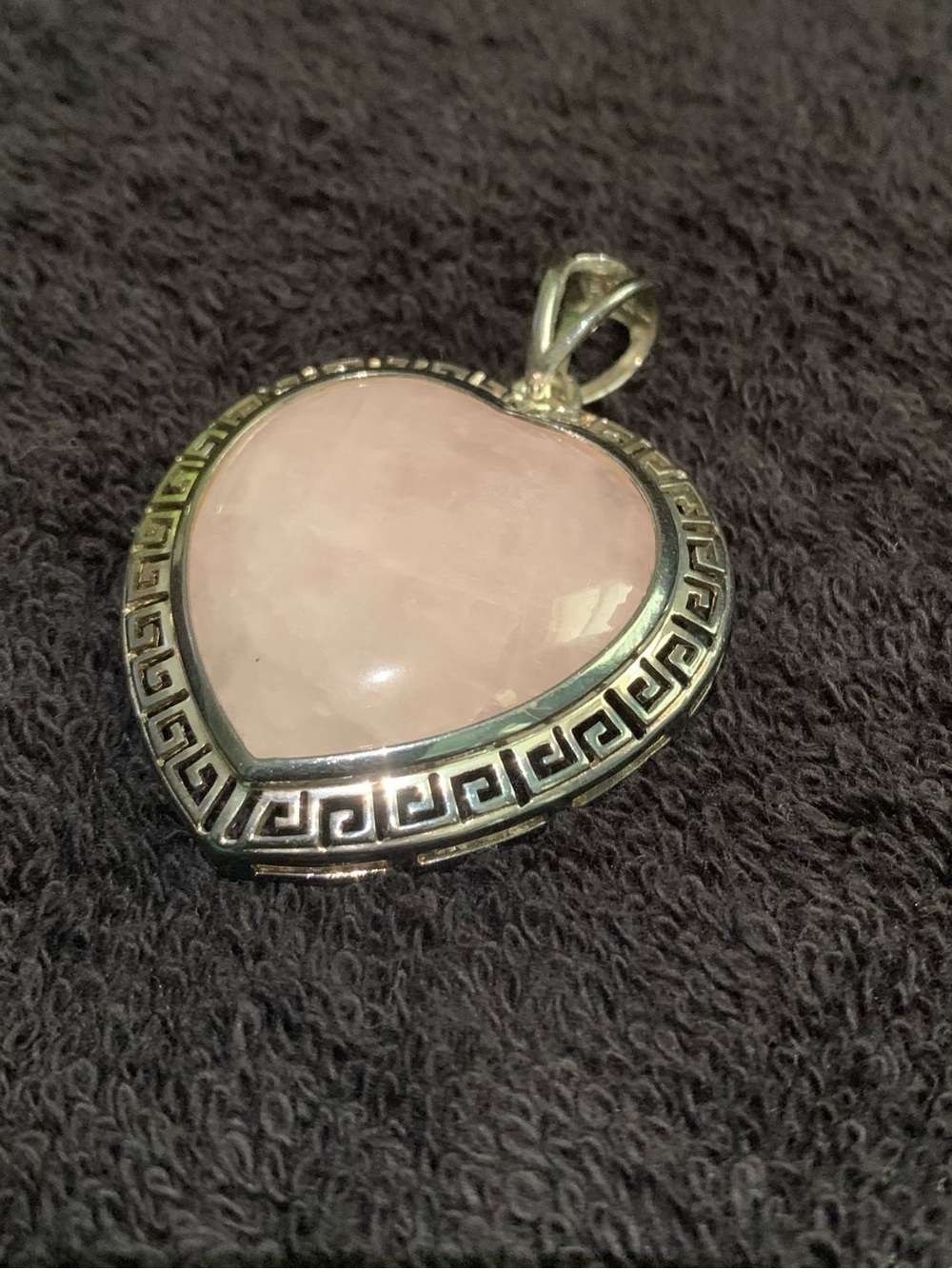 Sterling Sliver Heart-Shaped Rose Quartz Pendant - Picture 3 of 6